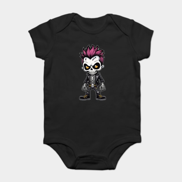 Punk Rock Skeleton 3 Baby Bodysuit by Grave Digs
